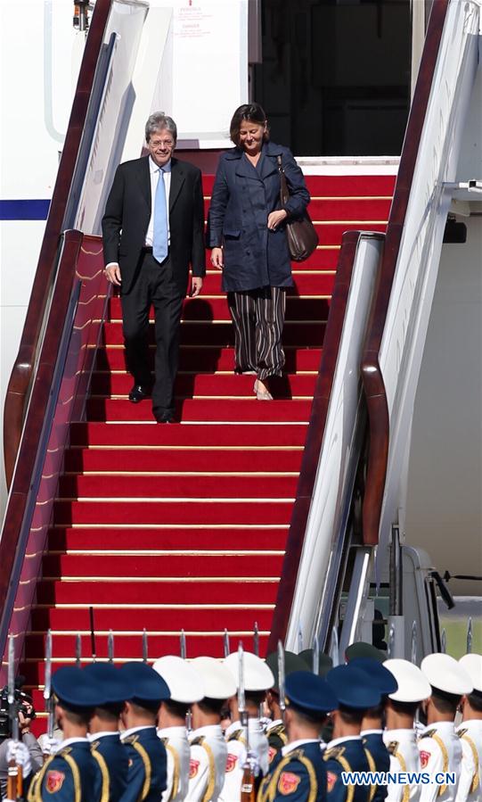 (BRF)CHINA-BEIJING-BELT AND ROAD FORUM-ITALIAN PM-ARRIVAL (CN)