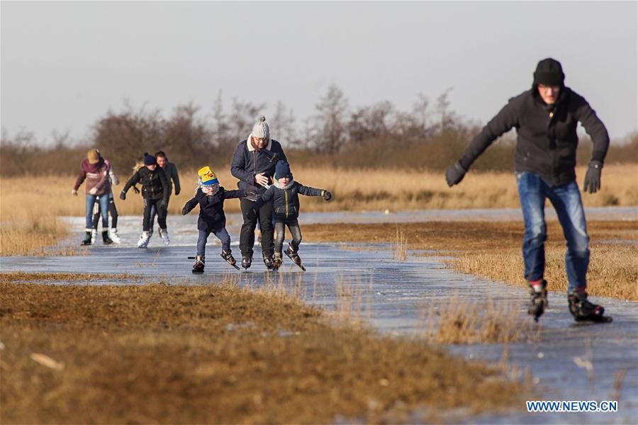 THE NETHERLANDS-FRISLAND-NATURAL ICE-SKATING