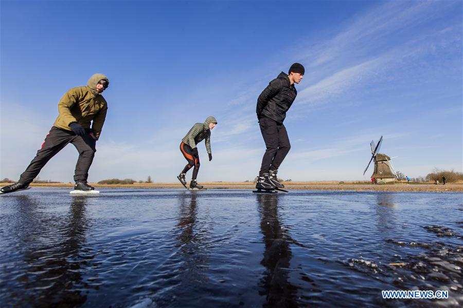 THE NETHERLANDS-FRISLAND-NATURAL ICE-SKATING