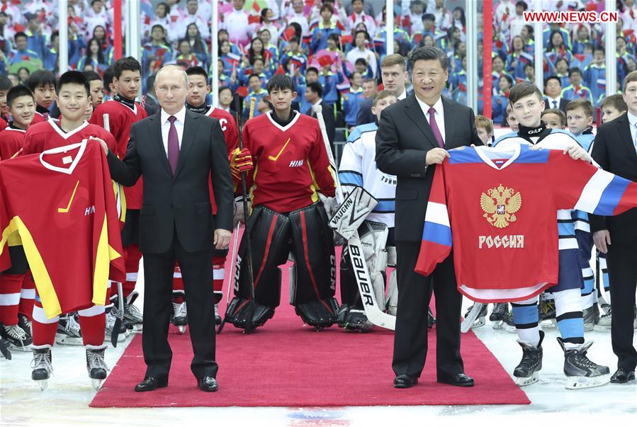 CHINA-TIANJIN-XI JINPING-RUSSIA-PUTIN-ICE HOCKEY (CN)