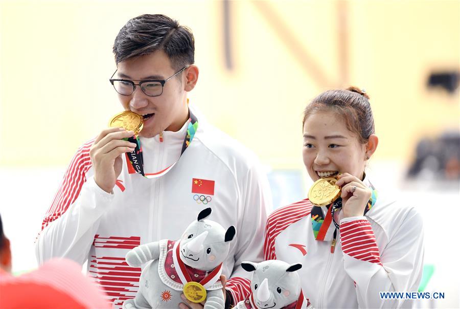 (SP)INDONESIA-PALEMBANG-ASIAN GAMES-SHOOTING-10M AIR PISTOL MIXED TEAM