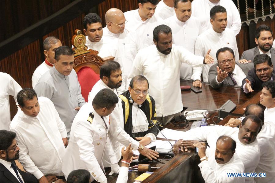 SRI LANKA-COLOMBO-PARLIAMENT-CHAOS