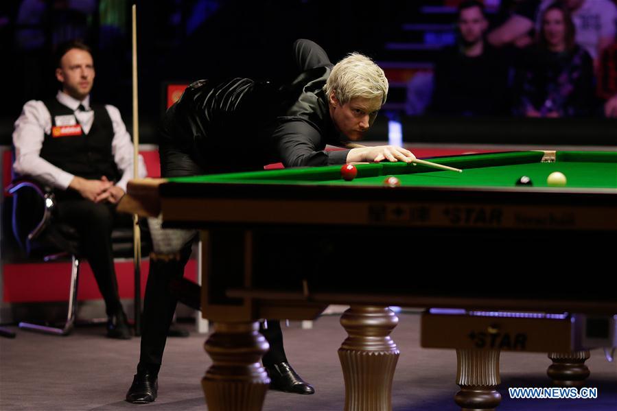 (SP) BRITAIN-LONDON-SNOOKER-MASTERS 2019-TRUMP VS ROBERTSON