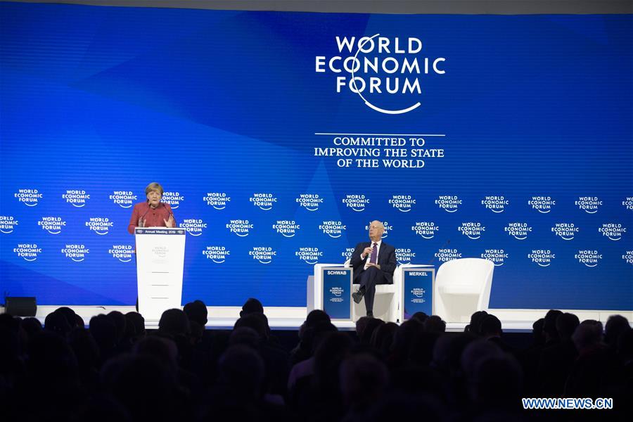 SWITZERLAND-DAVOS-WORLD ECONOMIC FORUM-GERMANY-MERKEL