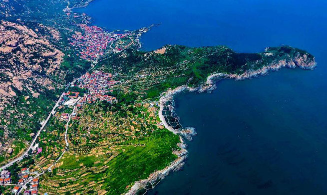 Aerial view of Laoshan Mountain in Qingdao, E China's Shandong