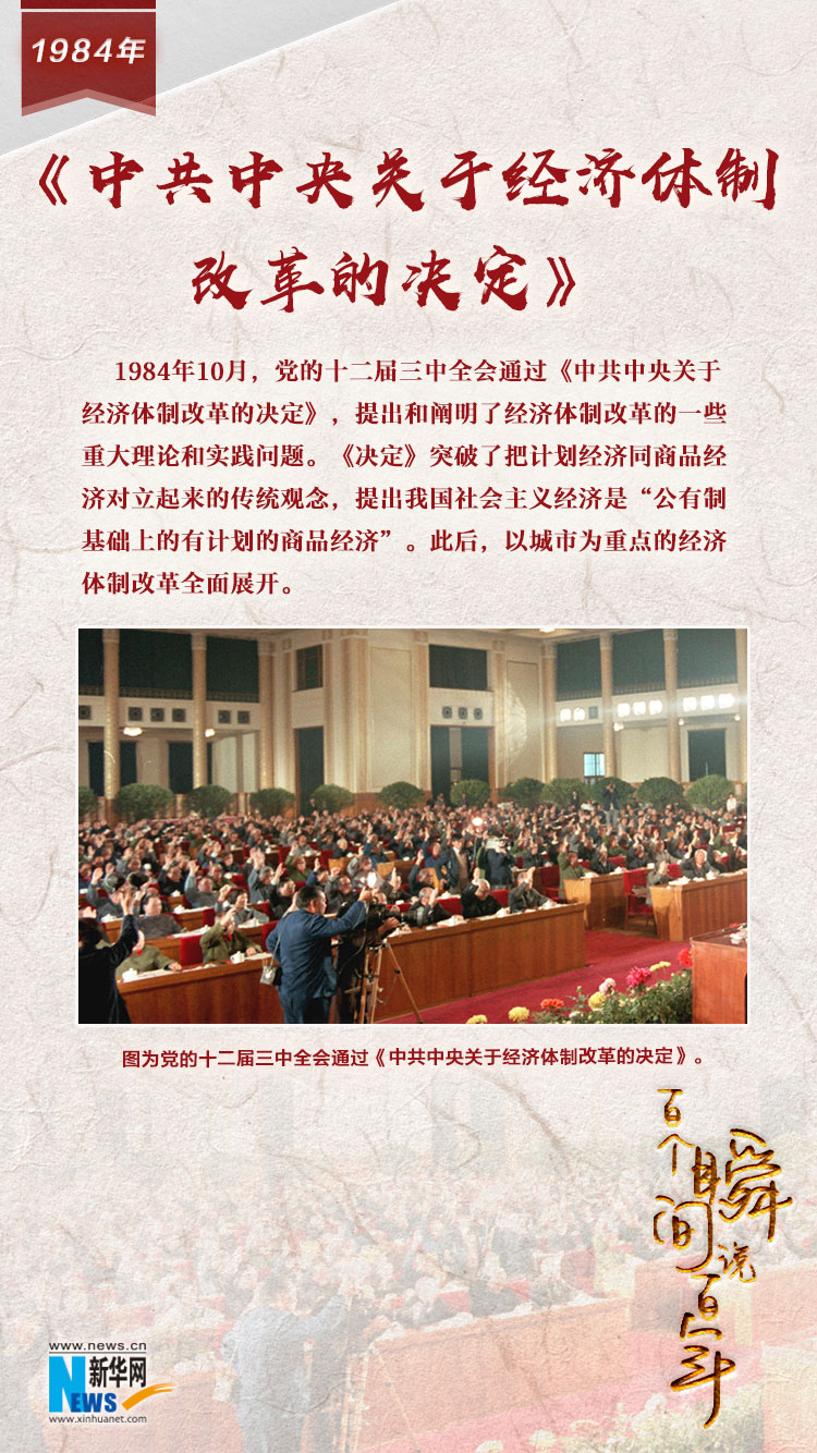 1984，《中共中央關于經濟體制改革的決定》