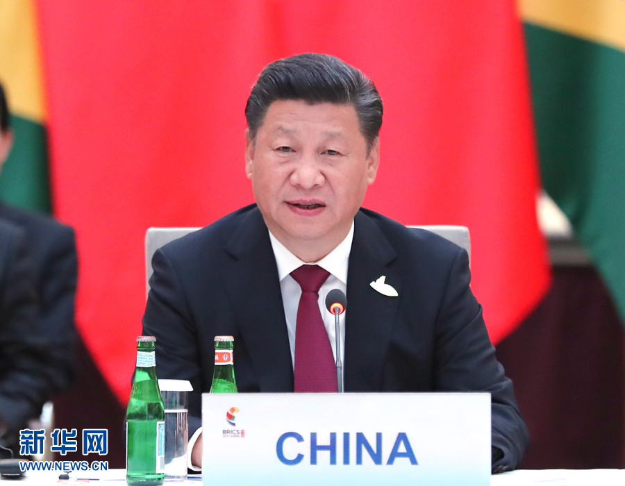 7月7日，國家主席習近平在德國漢堡主持金磚國家領導人非正式會晤，發表引導性講話和總結講話。 新華社記者 馬占成 攝